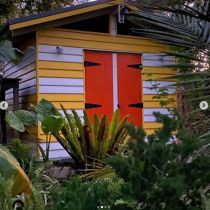 Garden shed - with stripes