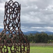 Heywood Garden - horseshoe sculpture in vine landscape